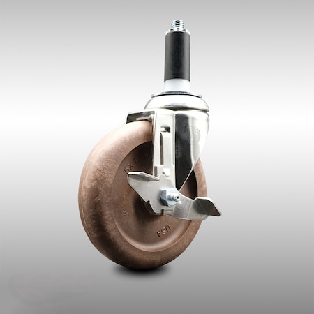 Service Caster 5 Inch 316SS High Temp Glass Filled Nylon 1-1/8 Inch Stem Caster with Brake SCC SCC-SS316EX20S514-GFNSHT-TLB-118